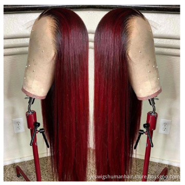 Cheap Wholesale Raw Peruvian Virgin Human Hair HD Full 1B 99J 27 30 Ombre Lace Frontal Wig Yeswigs Lace Front Wig Human Hair